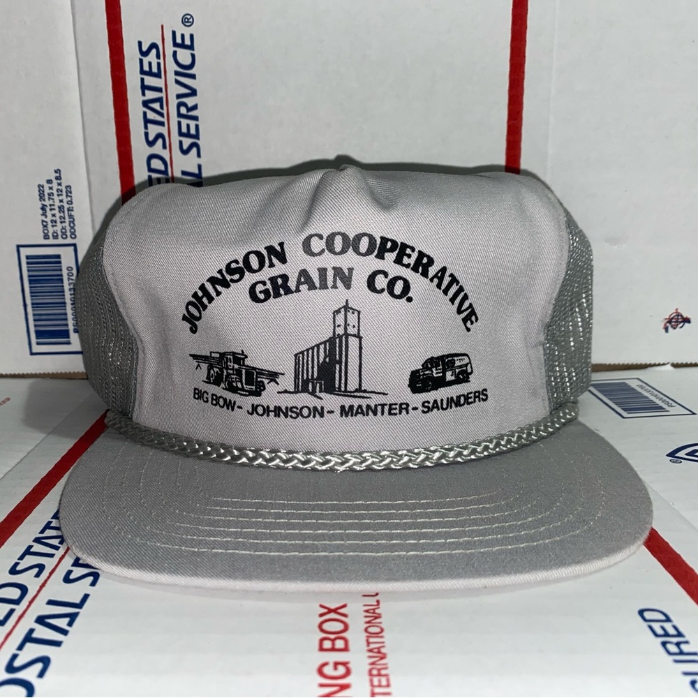 Vintage Trucker Hat Johnson Cooperative grain 🌾 co. Company cap big Bow 🚜 vtg